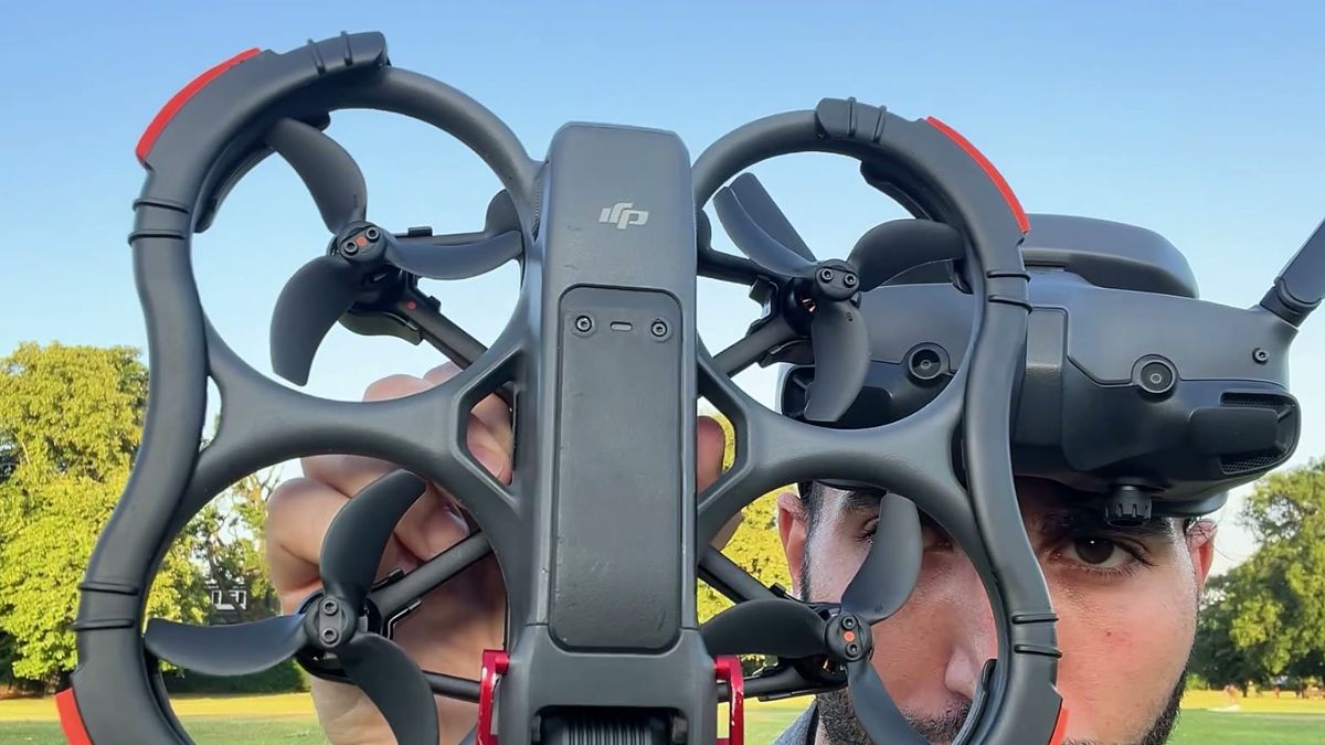 Top view of the DJI Avata 2 showing its integrated propeller guard