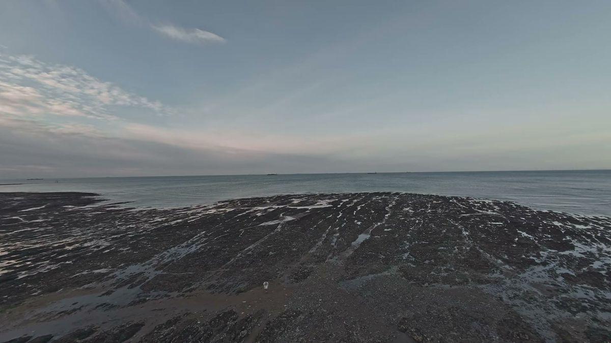 Kent coast rock shelf and sea filmed on the Avata 2 with an ND32 filter