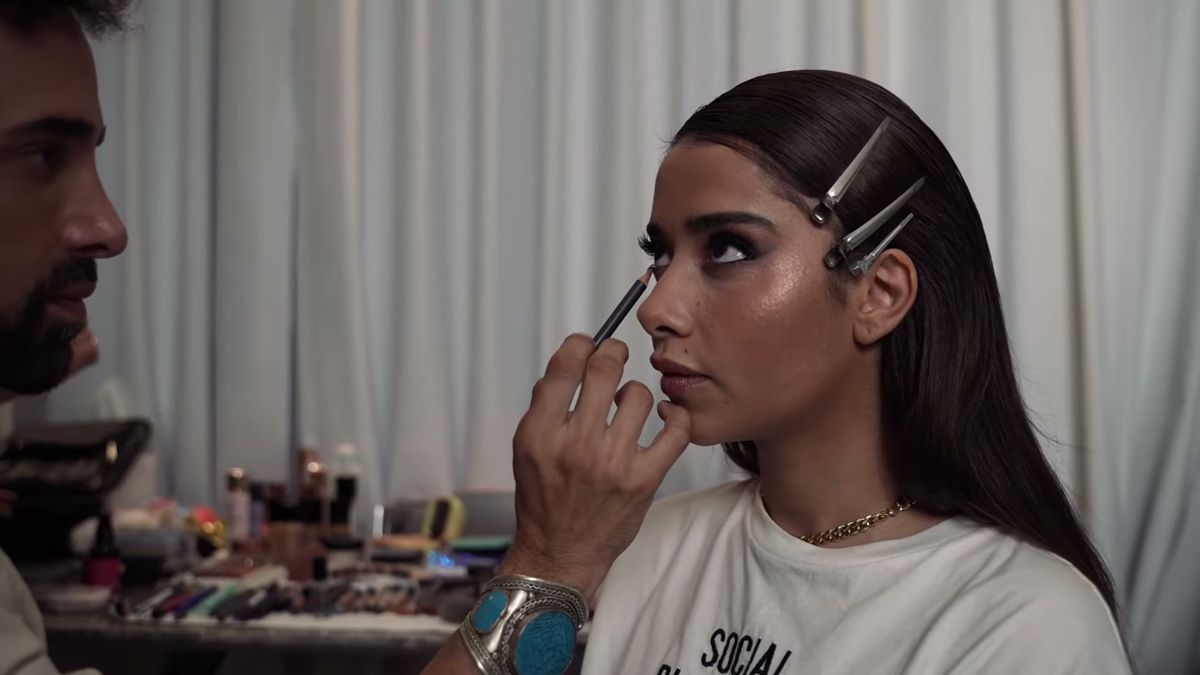 Make-up artist Ido Raphael working on Balqees Fathi for a Vogue Arabia shoot in Dubai