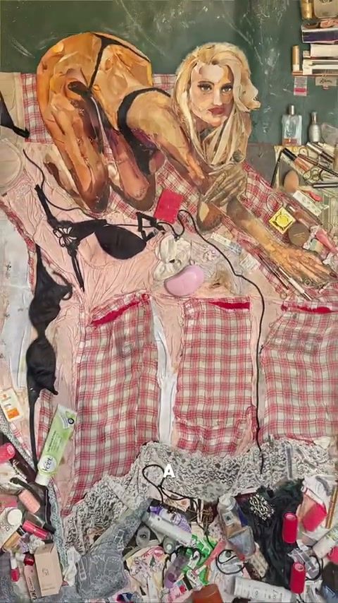 Lyssa's mixed media artwork with the LYSSA signature, vertical crop