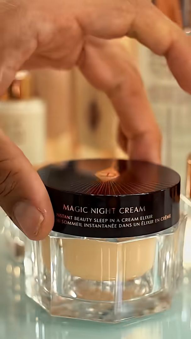 Charlotte Tilbury Magic Night Cream opened on set during the Eid shoot