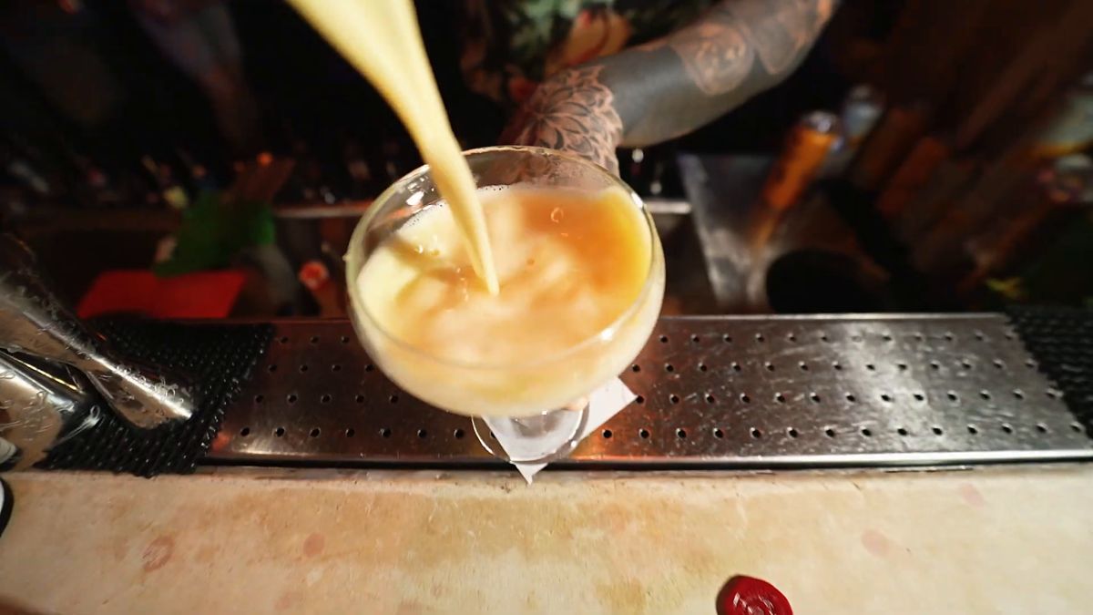 A cocktail being poured at the bar, Affiliate World x Shinz closing party at Bla Bla Dubai